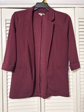 Maurices Open-Front Blazer Jacket - Wine